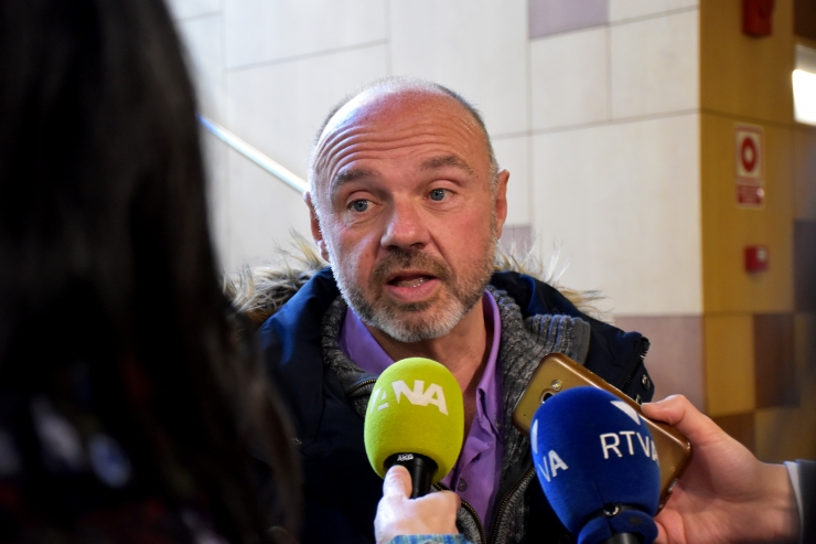 El secretari general de l'USdA, Gabriel Ubach, durant les declaracions posteriors a la reunió del consell econòmic i social.